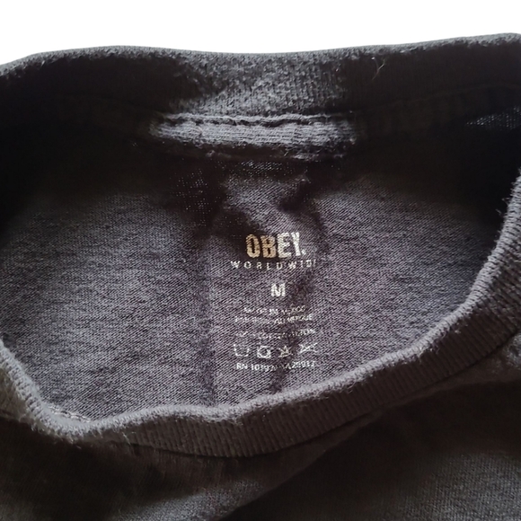 Women's Obey Tee Shirt Black Cotton Medium "Obey Records" - Picture 5 of 8
